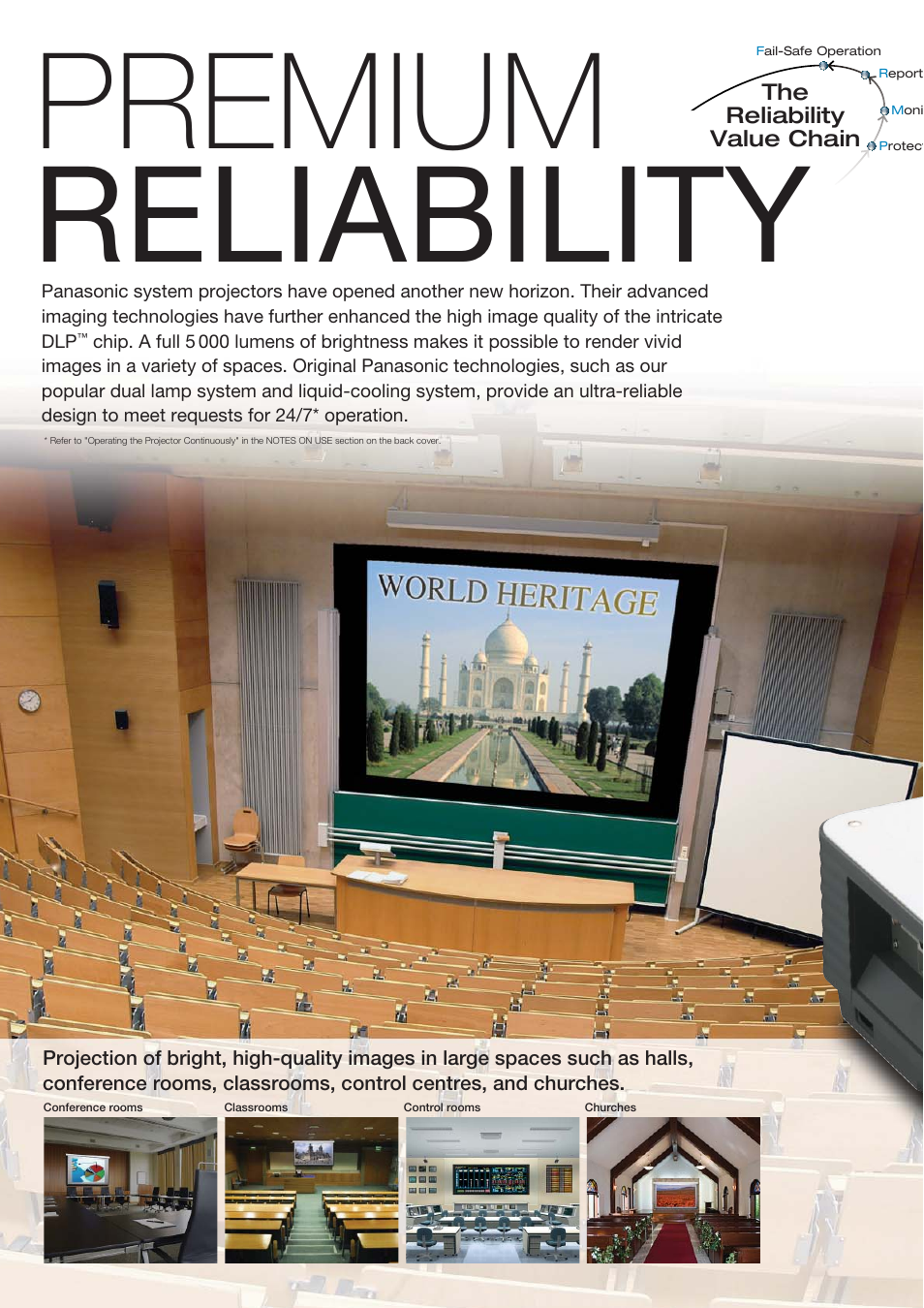 Premium reliability | Panasonic PT-D5600EL User Manual | Page 2 / 6