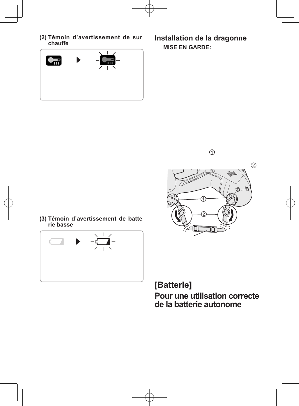 Installation de la dragonne | Panasonic EY7840 User Manual | Page 25 / 48