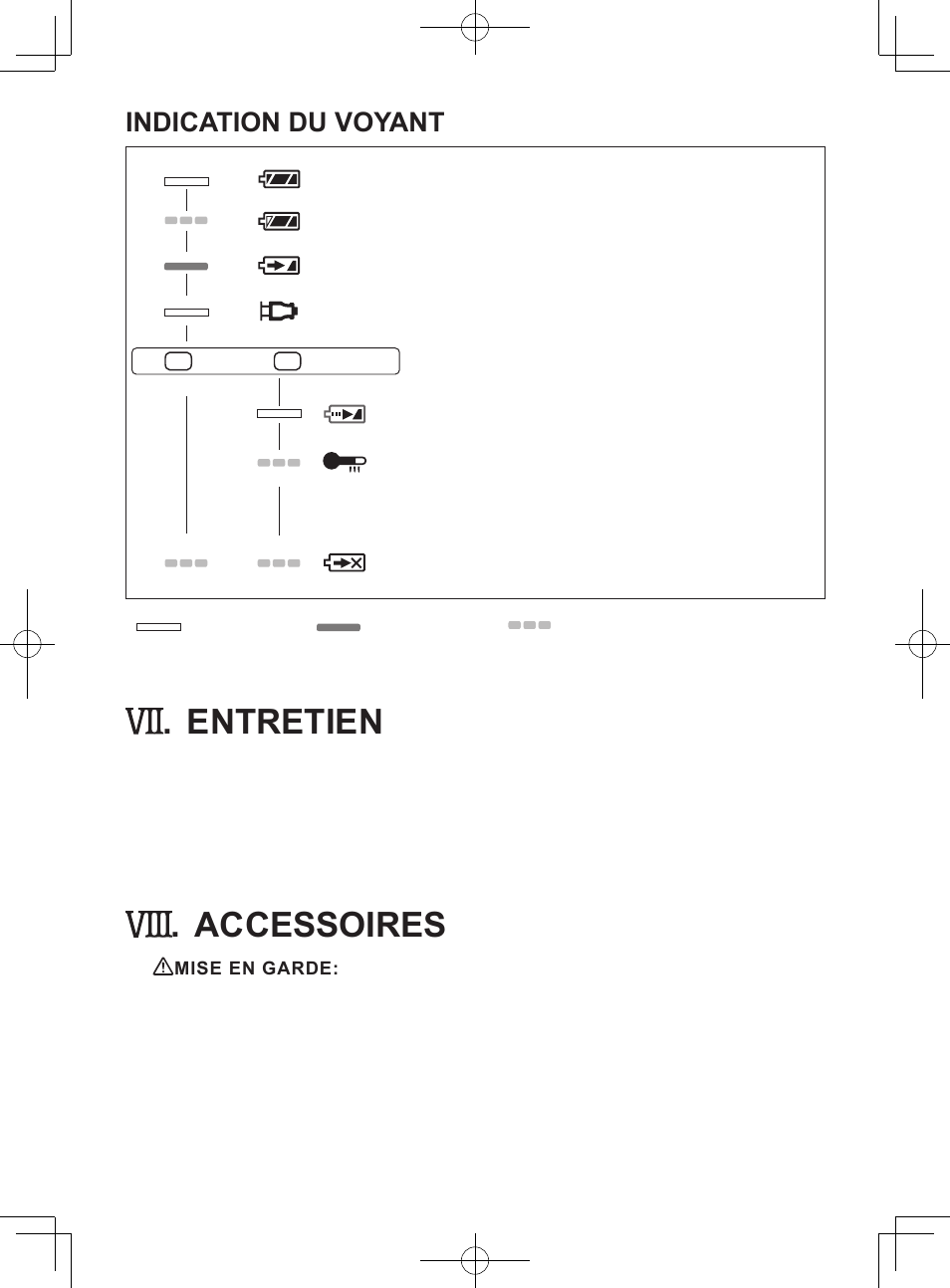 Entretien, Accessoires, Indication du voyant | Panasonic EY7840 User Manual | Page 28 / 48