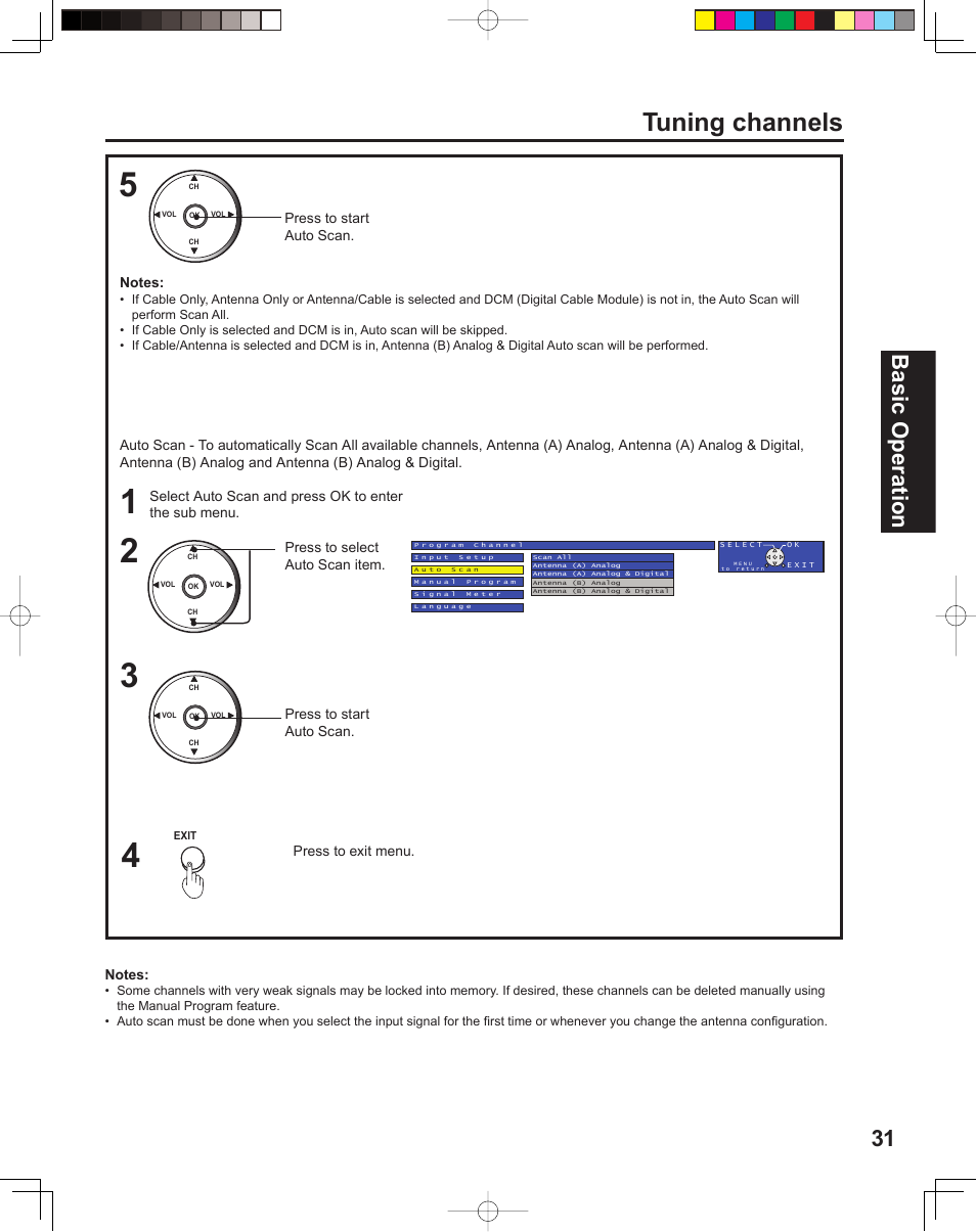 Tuning channels, 31 basic operation | Panasonic PT 60LCX64 User Manual | Page 31 / 112