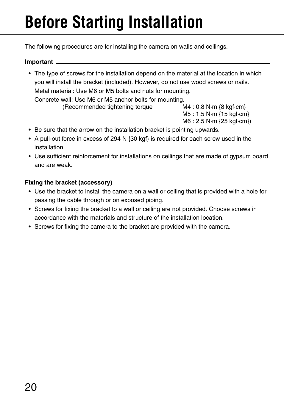 Before starting installation | Panasonic SD WV-NW484S User Manual | Page 20 / 50