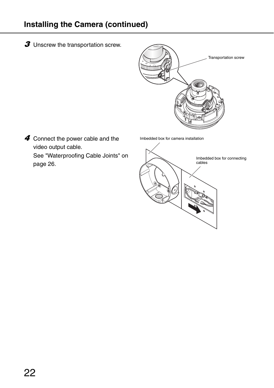 Installing the camera (continued) | Panasonic SD WV-NW484S User Manual | Page 22 / 50