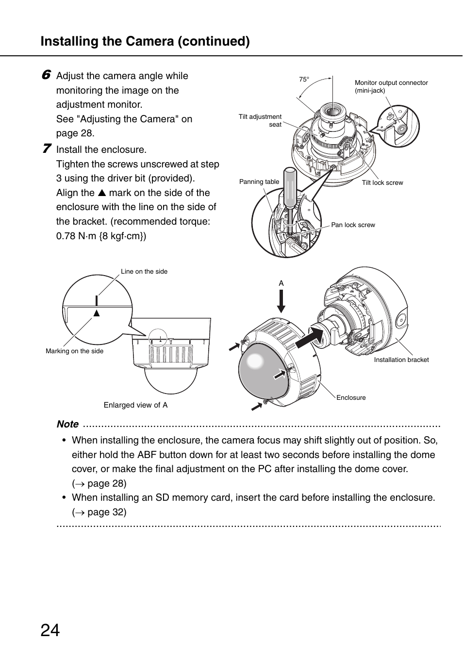 Installing the camera (continued) | Panasonic SD WV-NW484S User Manual | Page 24 / 50