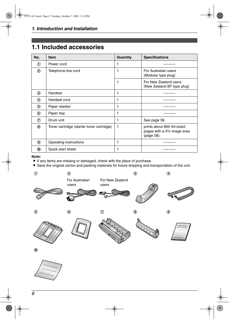 Panasonic KX-FL511AL User Manual | Page 10 / 66