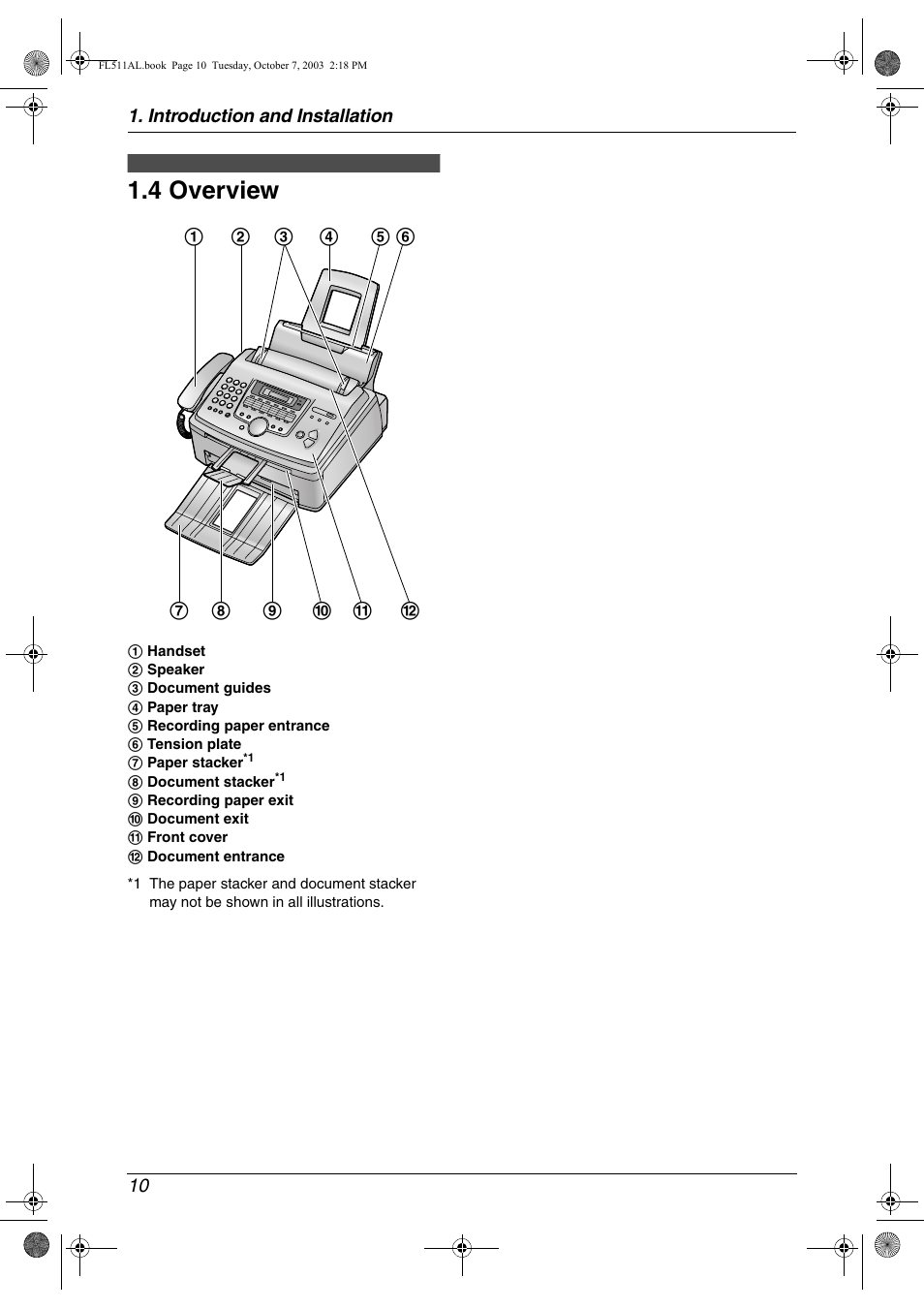 4 overview, Overview, 4 overview | Panasonic KX-FL511AL User Manual | Page 12 / 66