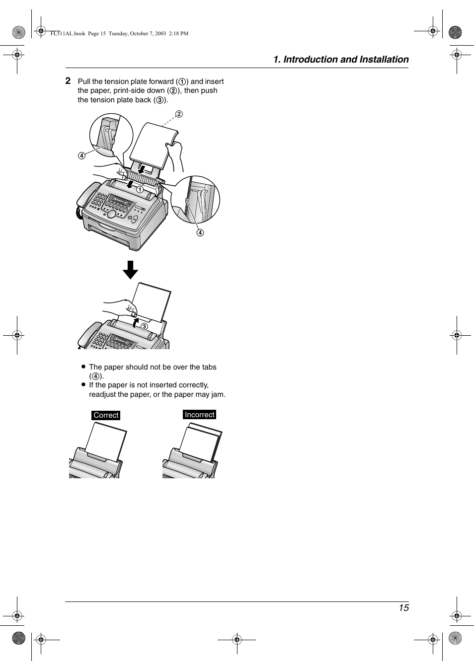 Introduction and installation 15 2 | Panasonic KX-FL511AL User Manual | Page 17 / 66