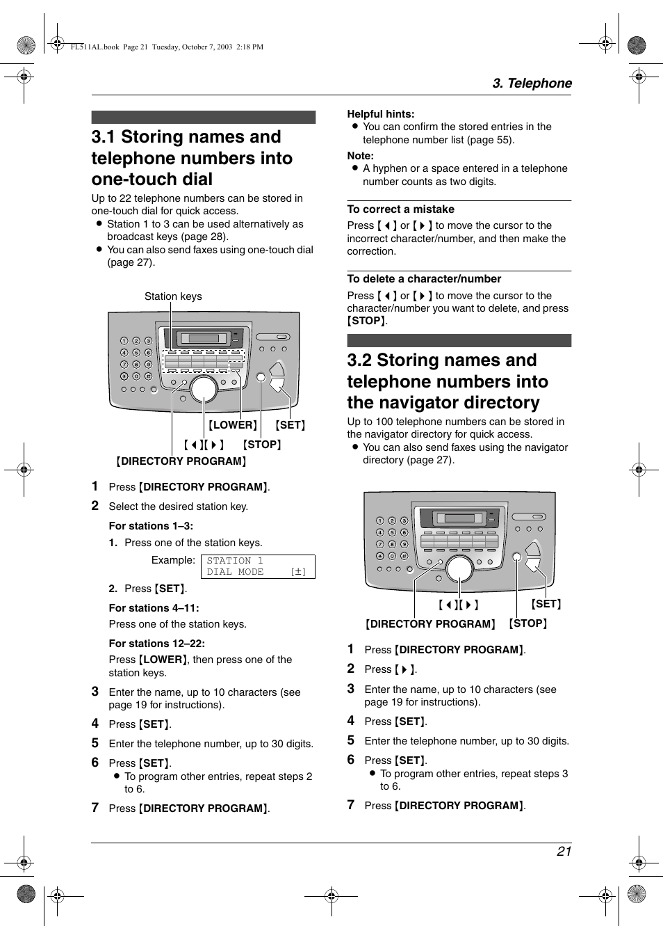 Telephone, Automatic dialling | Panasonic KX-FL511AL User Manual | Page 23 / 66