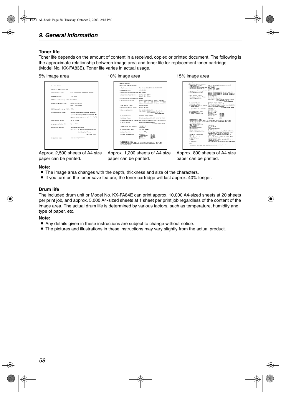 General information 58 | Panasonic KX-FL511AL User Manual | Page 60 / 66