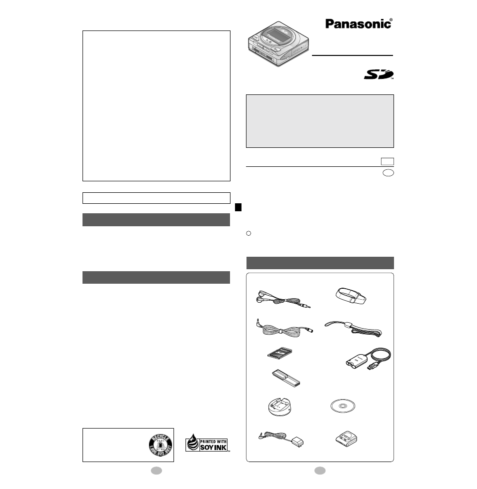 Supplied accessories specifications, Optional accessories, Sv-sd80 | Caution | Panasonic SV-SD80 User Manual | Page 9 / 9