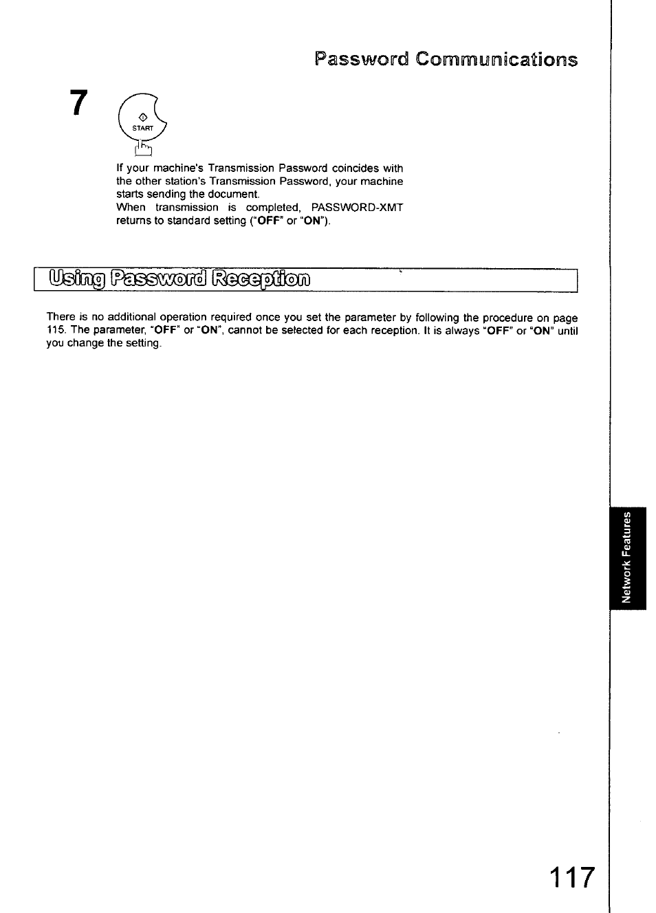 Password communications | Panasonic 990 User Manual | Page 117 / 170