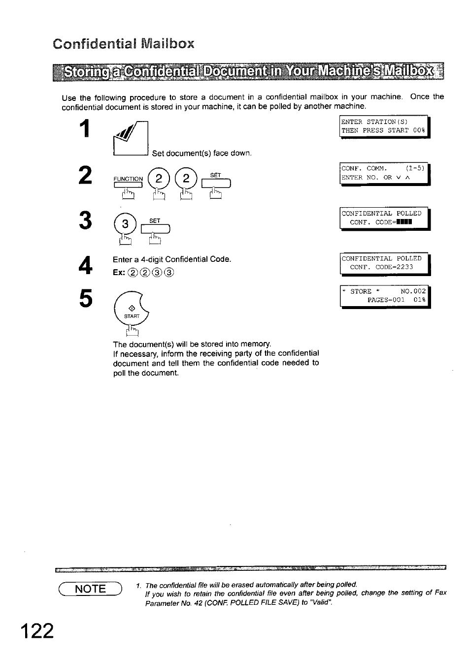 Confidential mailbox | Panasonic 990 User Manual | Page 122 / 170