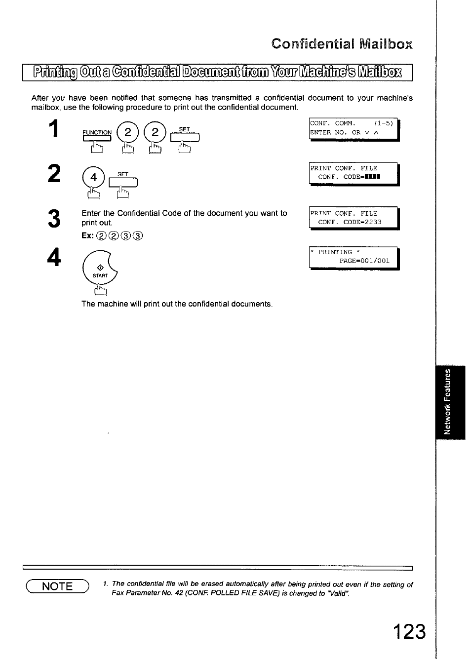 Confidential mailbox | Panasonic 990 User Manual | Page 123 / 170