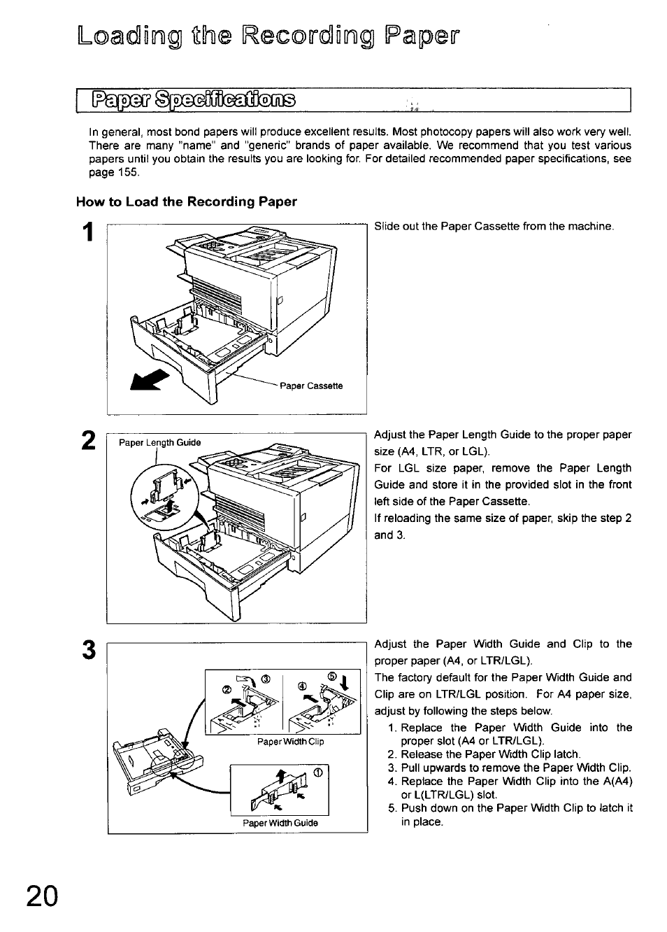 Loadiog the recordiinig paper | Panasonic 990 User Manual | Page 20 / 170