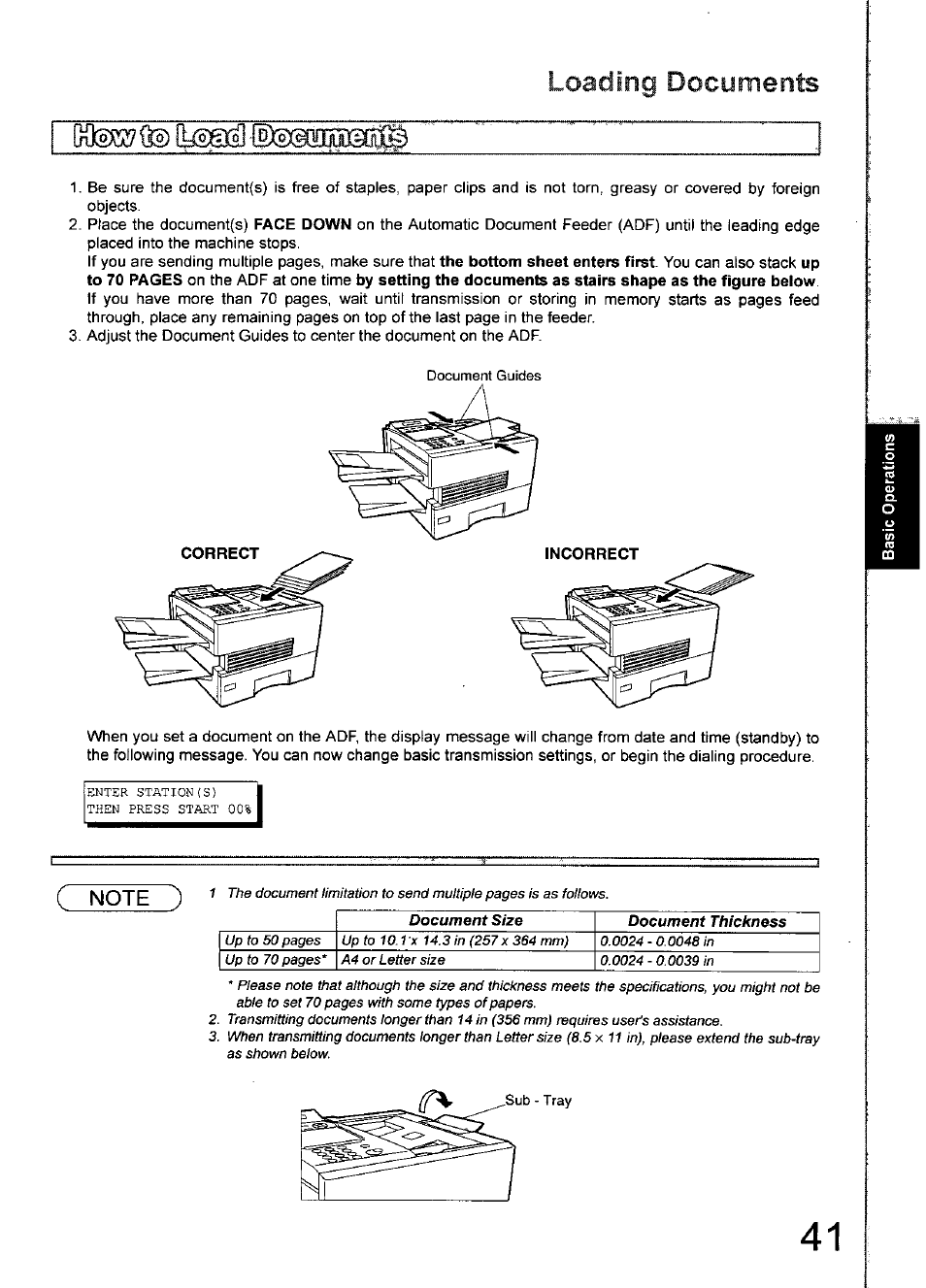 Loading documents | Panasonic 990 User Manual | Page 41 / 170