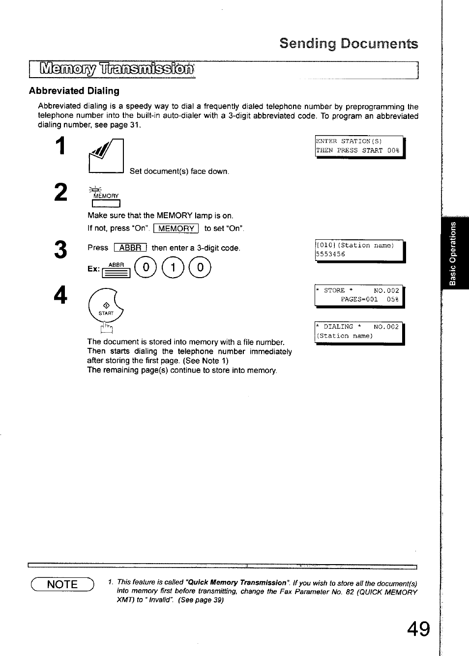 Sending documents | Panasonic 990 User Manual | Page 49 / 170