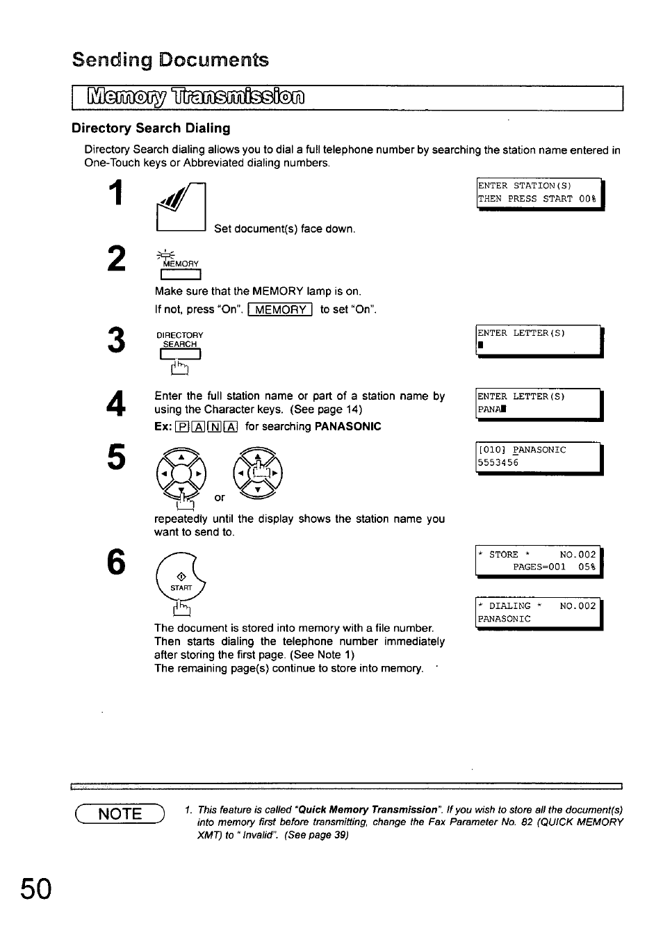 Sending documents | Panasonic 990 User Manual | Page 50 / 170