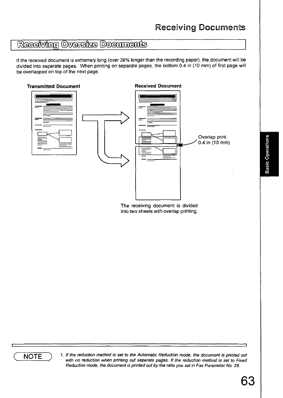 Receiviog docyments | Panasonic 990 User Manual | Page 63 / 170