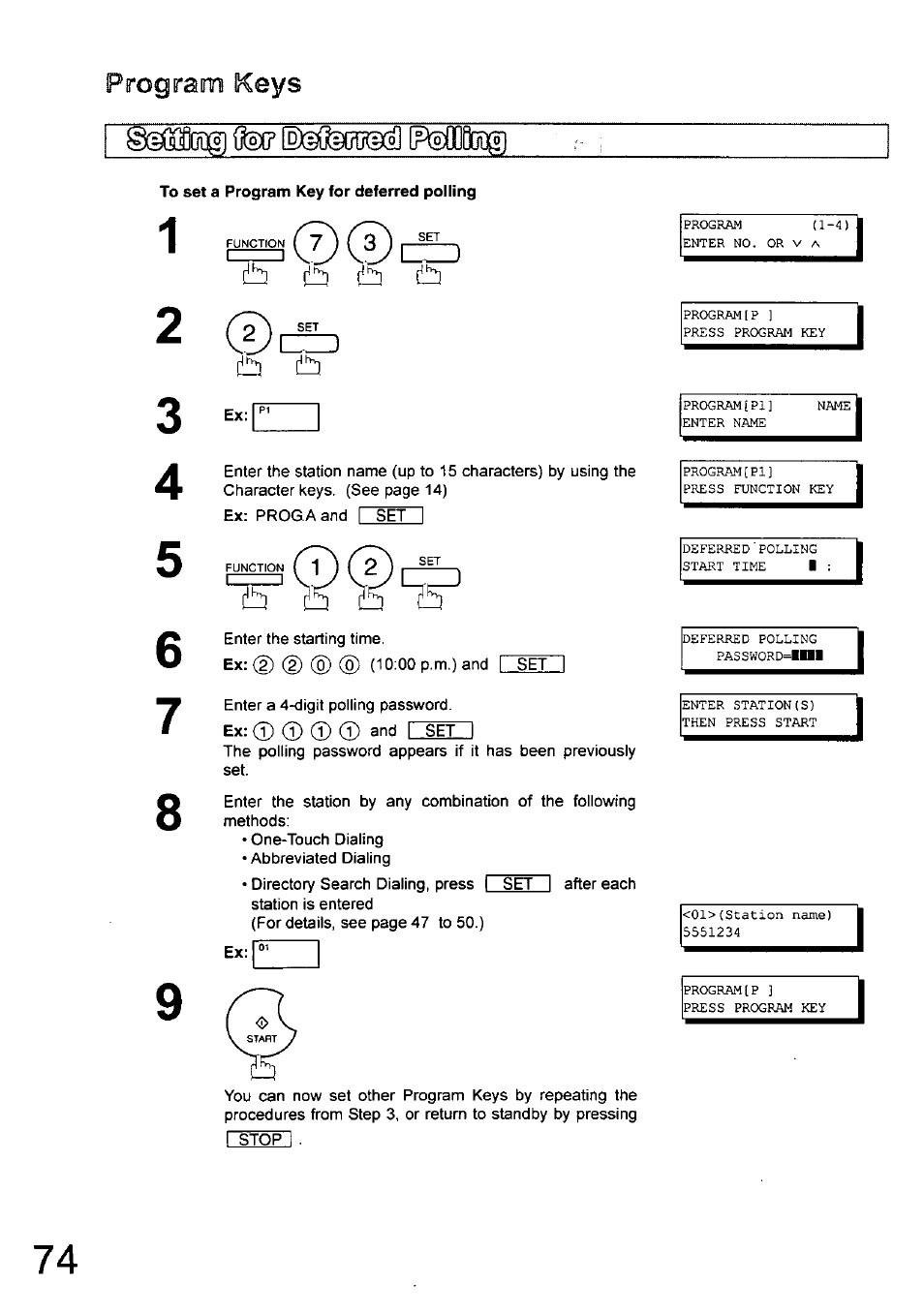 Ikff ©sfeoueca f\doo0oog), Program keys, D (d | Odsi | Panasonic 990 User Manual | Page 74 / 170