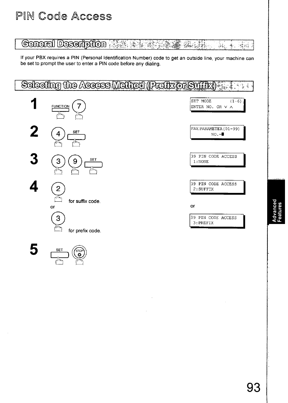 Pun code access | Panasonic 990 User Manual | Page 93 / 170