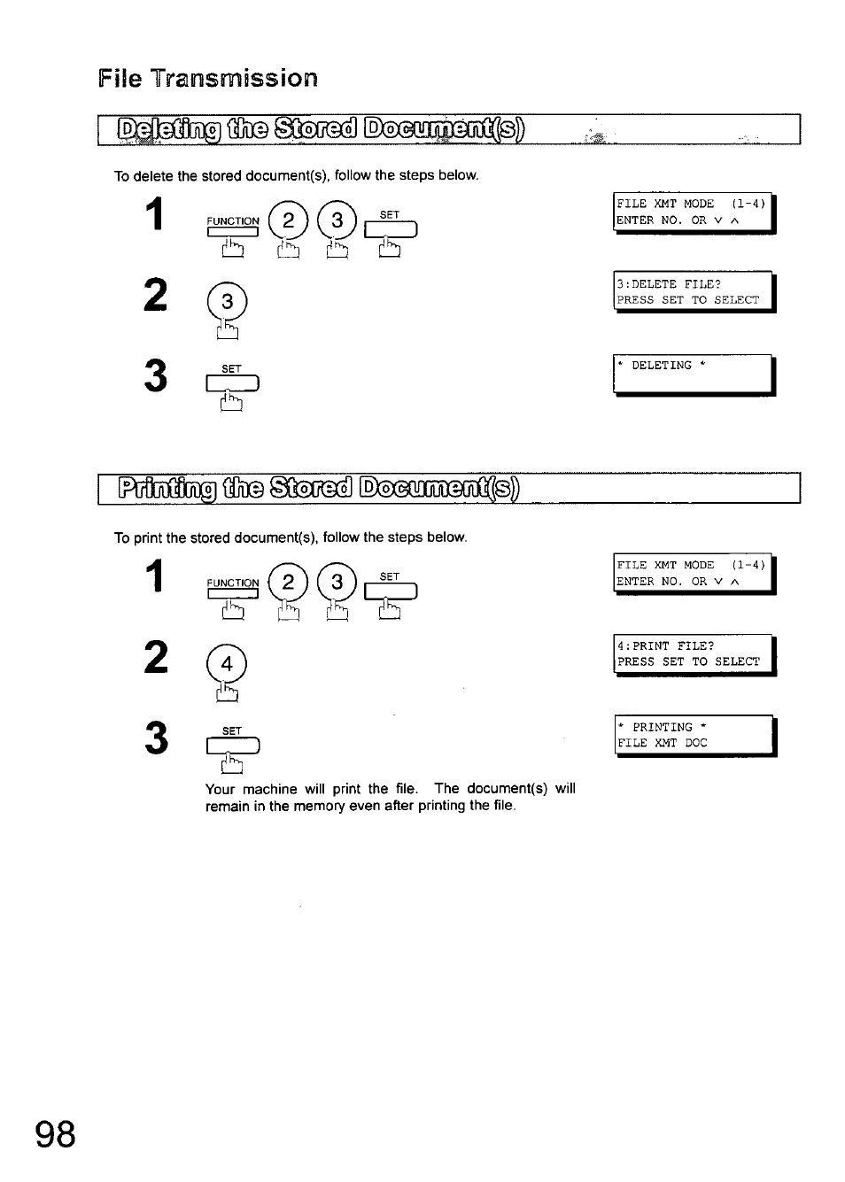 Mjpabddg^ illd, File transmission | Panasonic 990 User Manual | Page 98 / 170