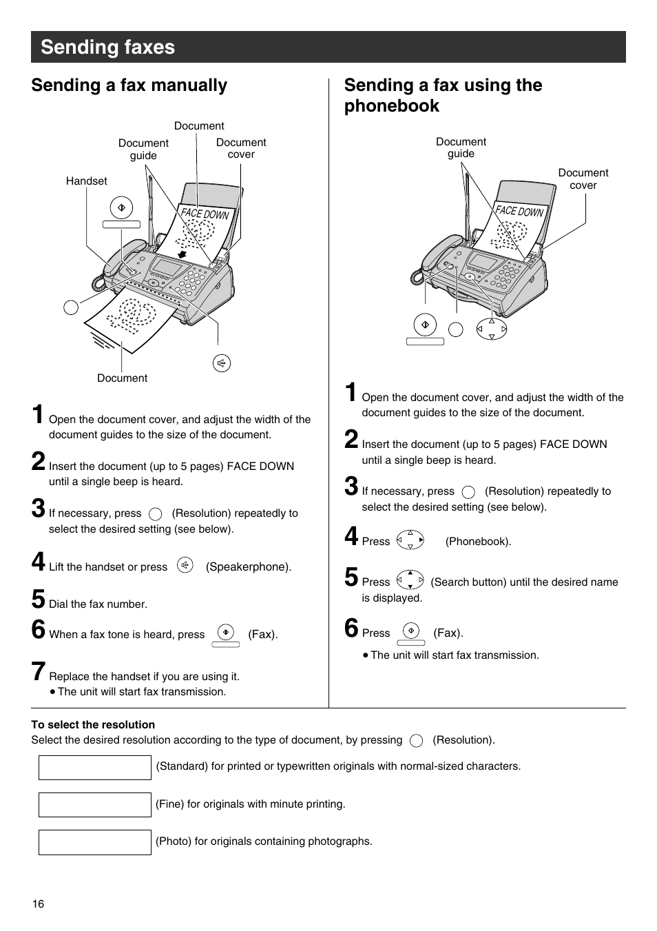 Sending faxes | Panasonic KX-PW102CW User Manual | Page 16 / 32