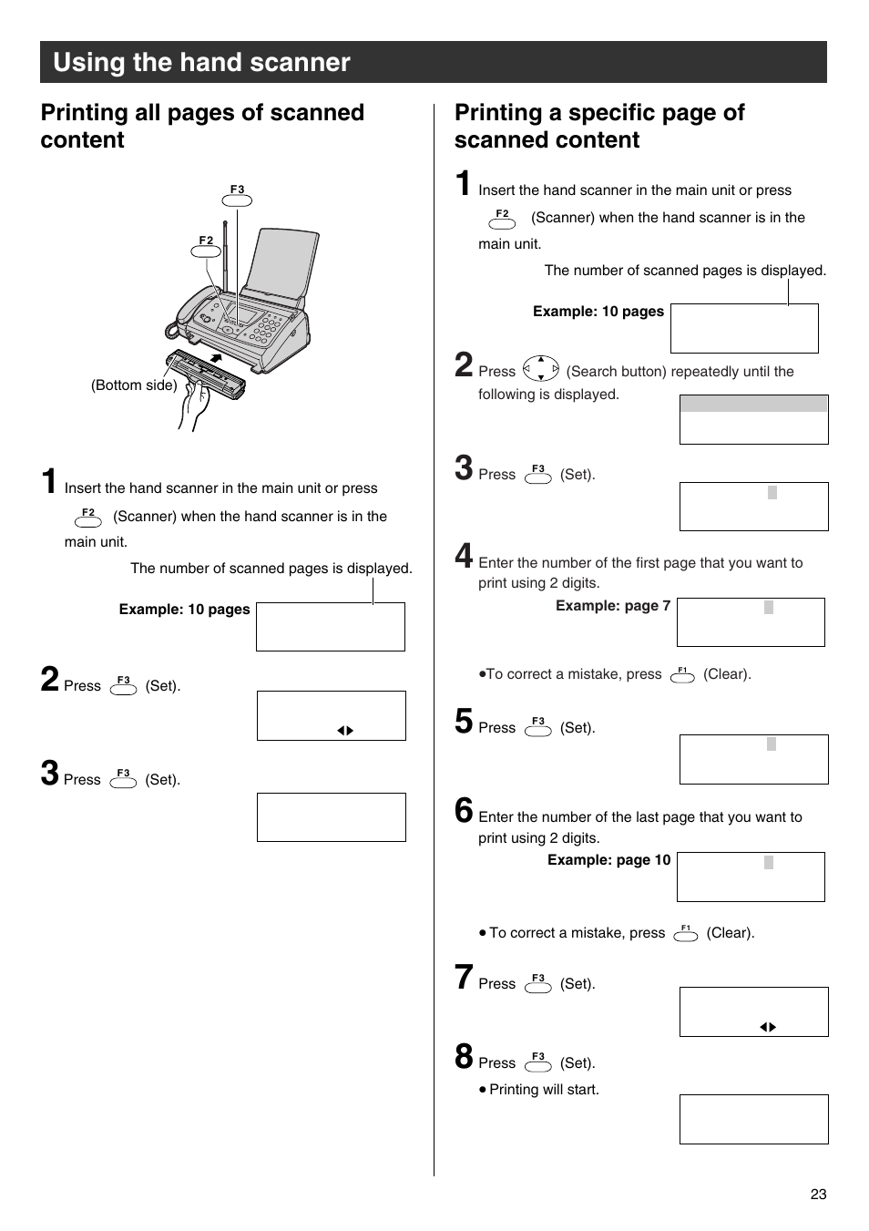 Using the hand scanner | Panasonic KX-PW102CW User Manual | Page 23 / 32