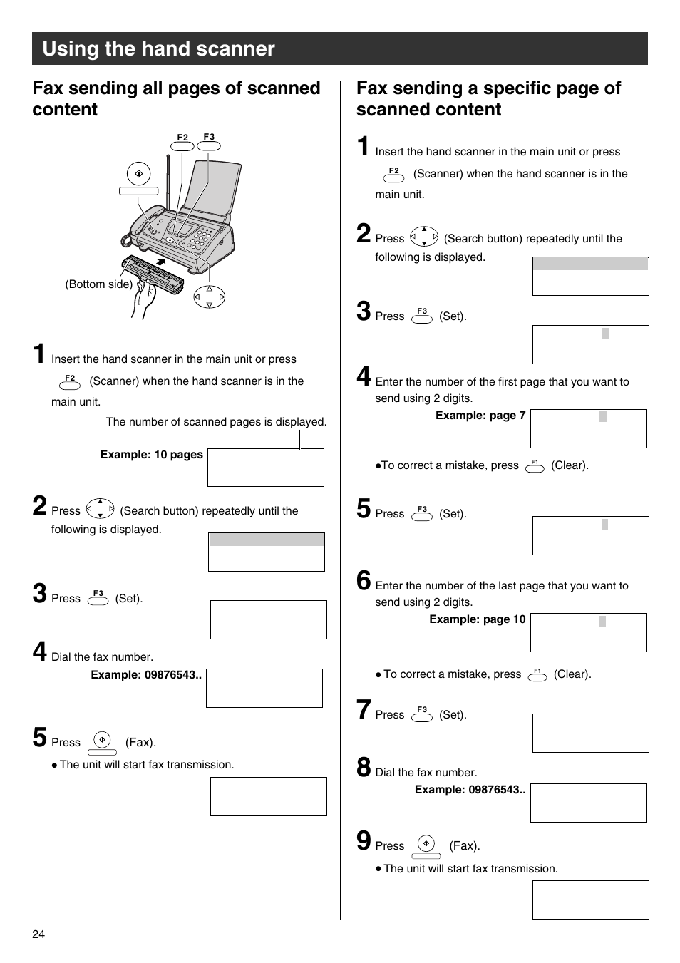 Using the hand scanner | Panasonic KX-PW102CW User Manual | Page 24 / 32
