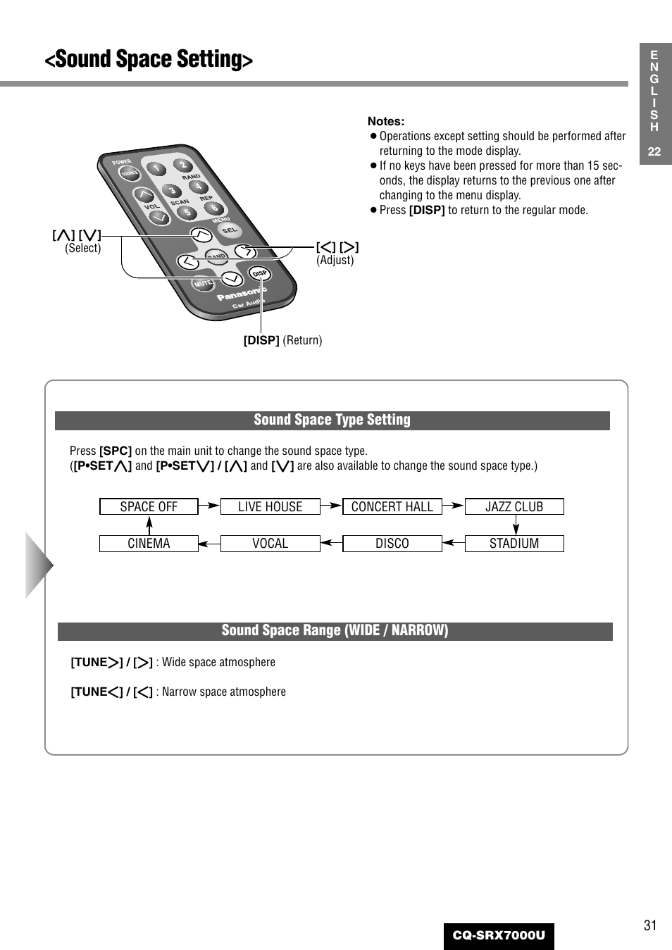 Sound space setting | Panasonic CQ-SRX7000U User Manual | Page 27 / 54