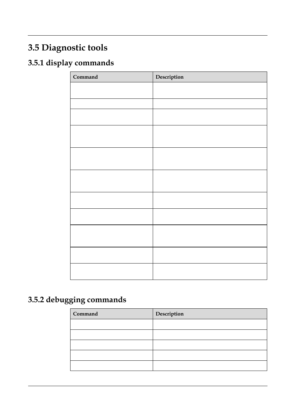 5 diagnostic tools, 1 display commands, 2 debugging commands | 1 display commands -17, 5 diagnostic tools -23, 2 debugging commands -23 | Panasonic NN46240-710 User Manual | Page 102 / 181