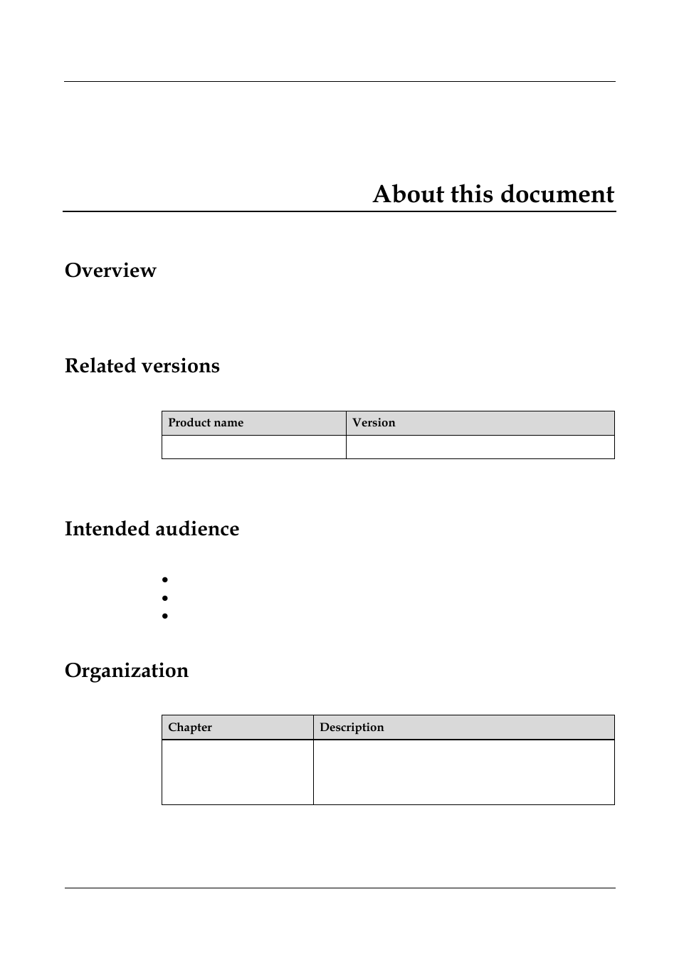 About this document, Overview, Related versions | Intended audience, Organization | Panasonic NN46240-710 User Manual | Page 11 / 181