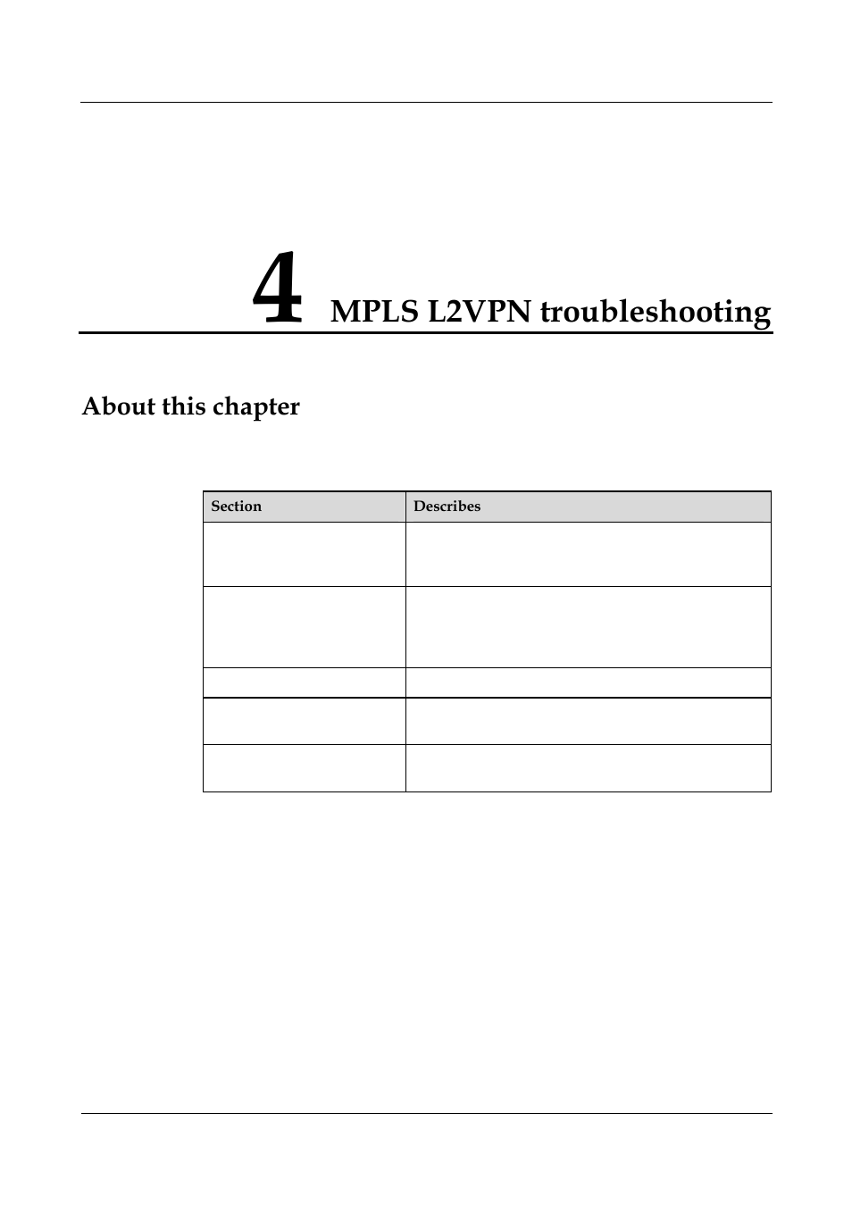 Mpls l2vpn troubleshooting, About this chapter, 3 bgp/mpls ip vpn troubleshooting -1 | Panasonic NN46240-710 User Manual | Page 111 / 181