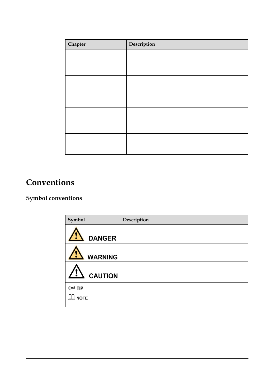 Conventions, Symbol conventions, Danger | Warning, Caution | Panasonic NN46240-710 User Manual | Page 12 / 181