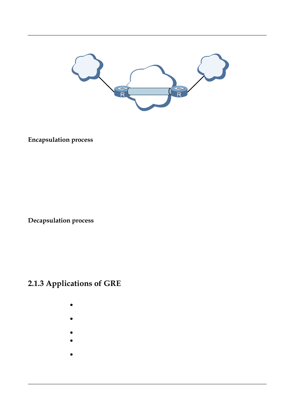 Encapsulation process, Decapsulation process, 3 applications of gre | 3 applications of gre -3, Applications of gre, Figure 2-2 | Panasonic NN46240-710 User Manual | Page 57 / 181