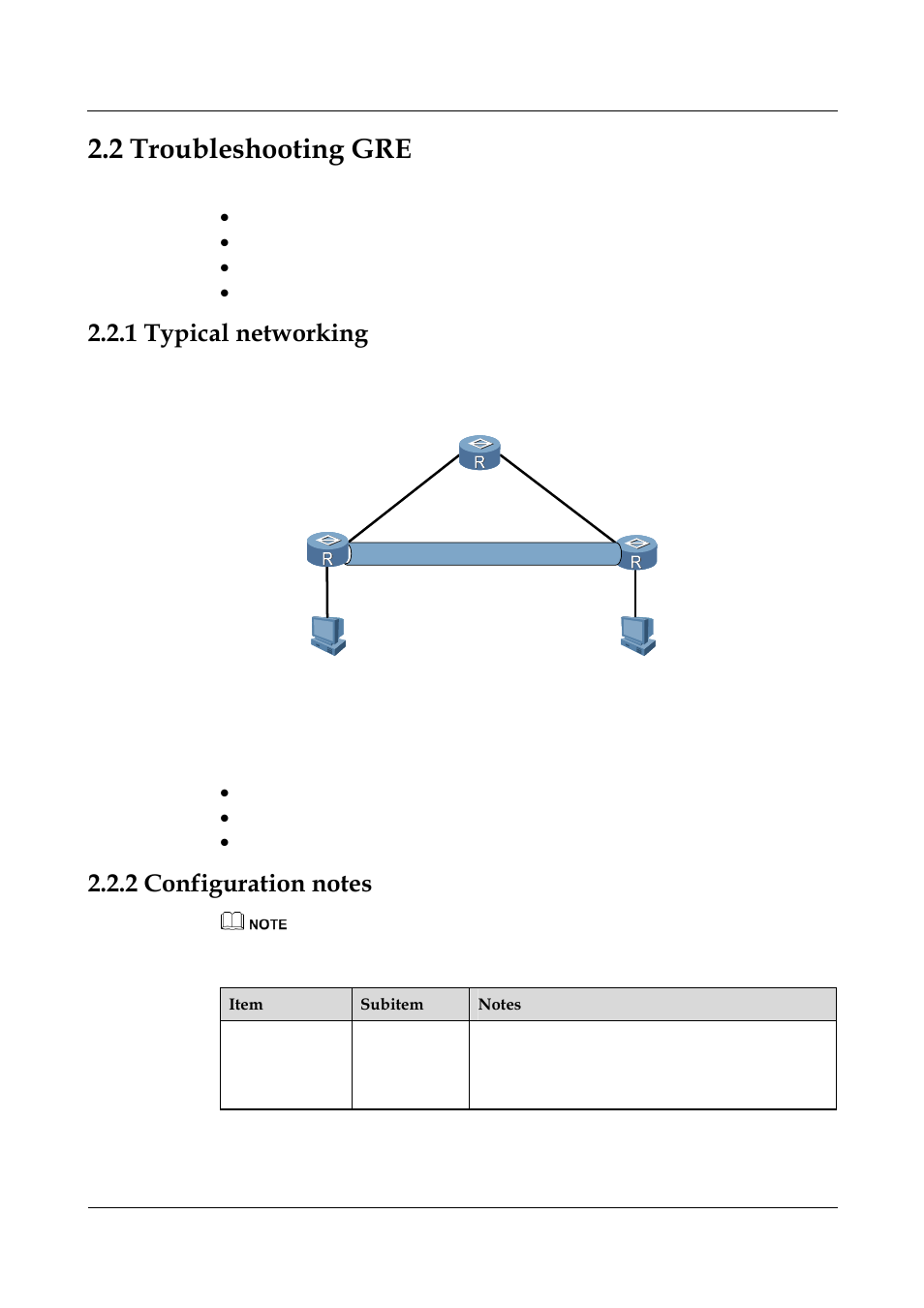 2 troubleshooting gre, 1 typical networking, 2 configuration notes | 2 configuration notes -5, 1 typical networking -4, 3 troubleshooting flowchart -7 | Panasonic NN46240-710 User Manual | Page 58 / 181