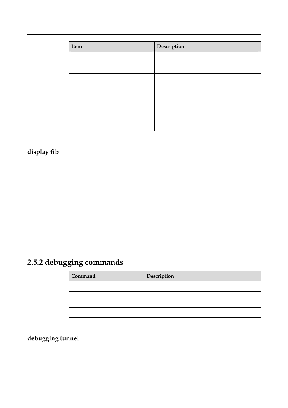 Display fib, 2 debugging commands, Debugging tunnel | 2 debugging commands -19 | Panasonic NN46240-710 User Manual | Page 73 / 181