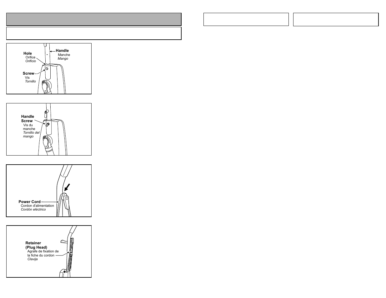 Assembly, Attaching handle | Panasonic MC-UG585 User Manual | Page 12 / 48