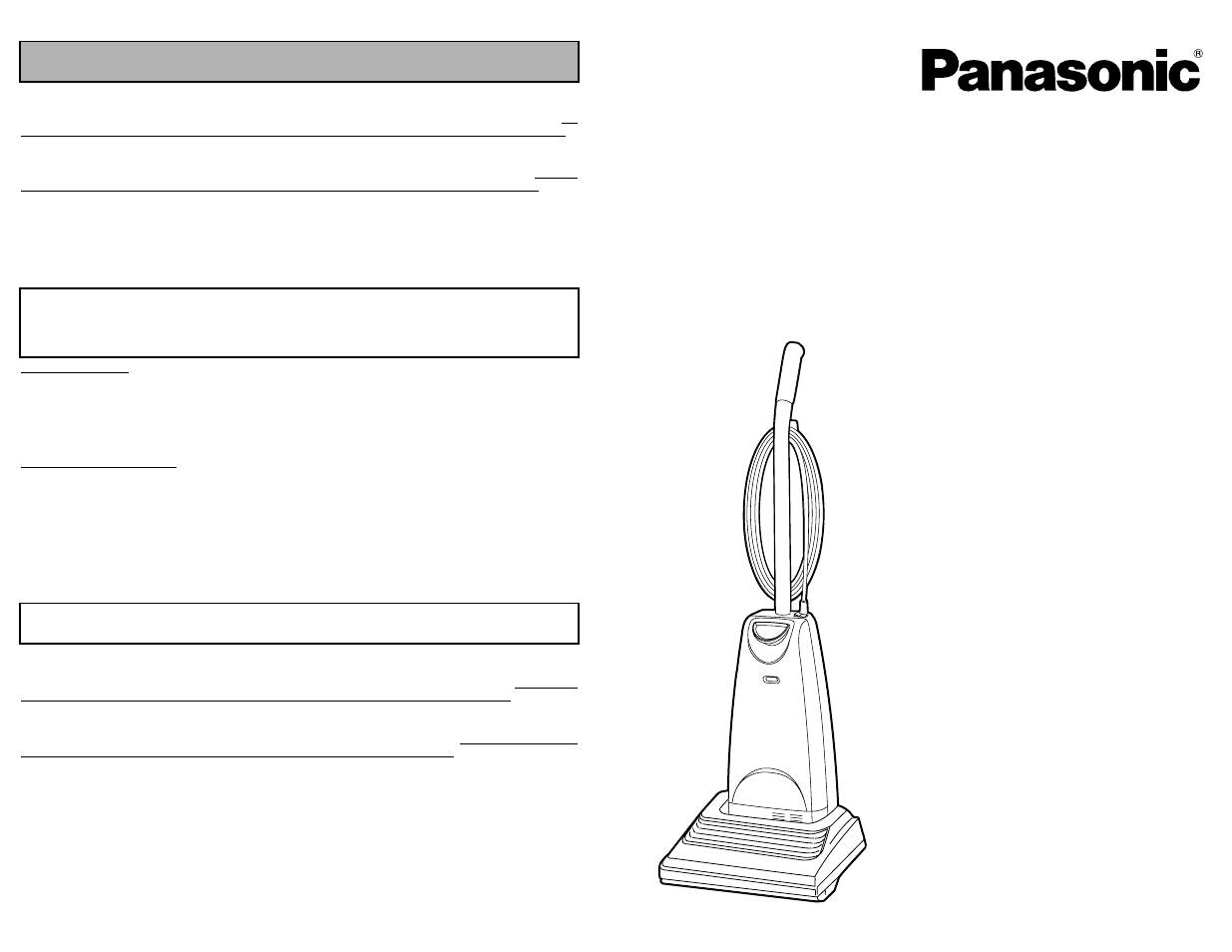 What to do when service is needed, Service après-vente, Cuando necesita servicio | Mc-ug585, Aspiradora, Vacuum cleaner aspirateur | Panasonic MC-UG585 User Manual | Page 48 / 48