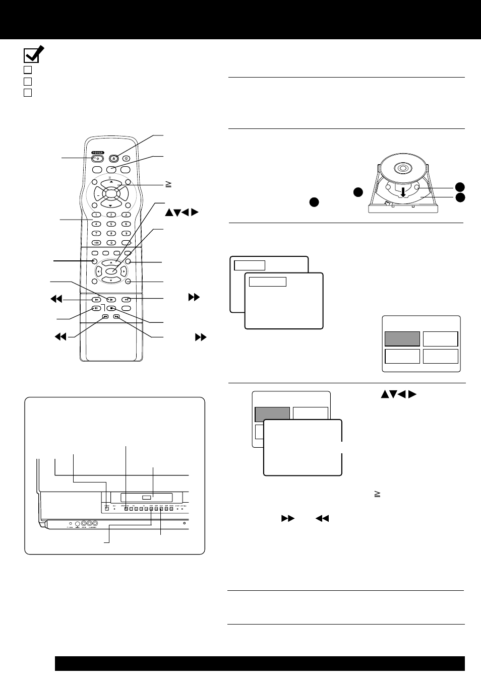 Dvd operation, Basic dvd operation, Dogs | Press play to start play, Operation using unit buttons, Press stop to stop play, Press open/close to eject the disc, Disc tray closes automatically, If an interactive dvd, Or a video cd with playback control | Panasonic PV-24DF62 User Manual | Page 16 / 56