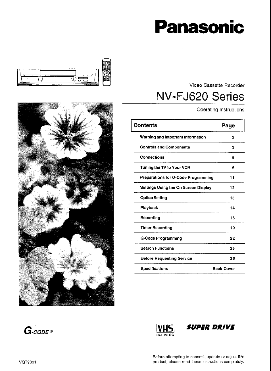 Panasonic G-CODE NV-FJ620 User Manual | 28 pages