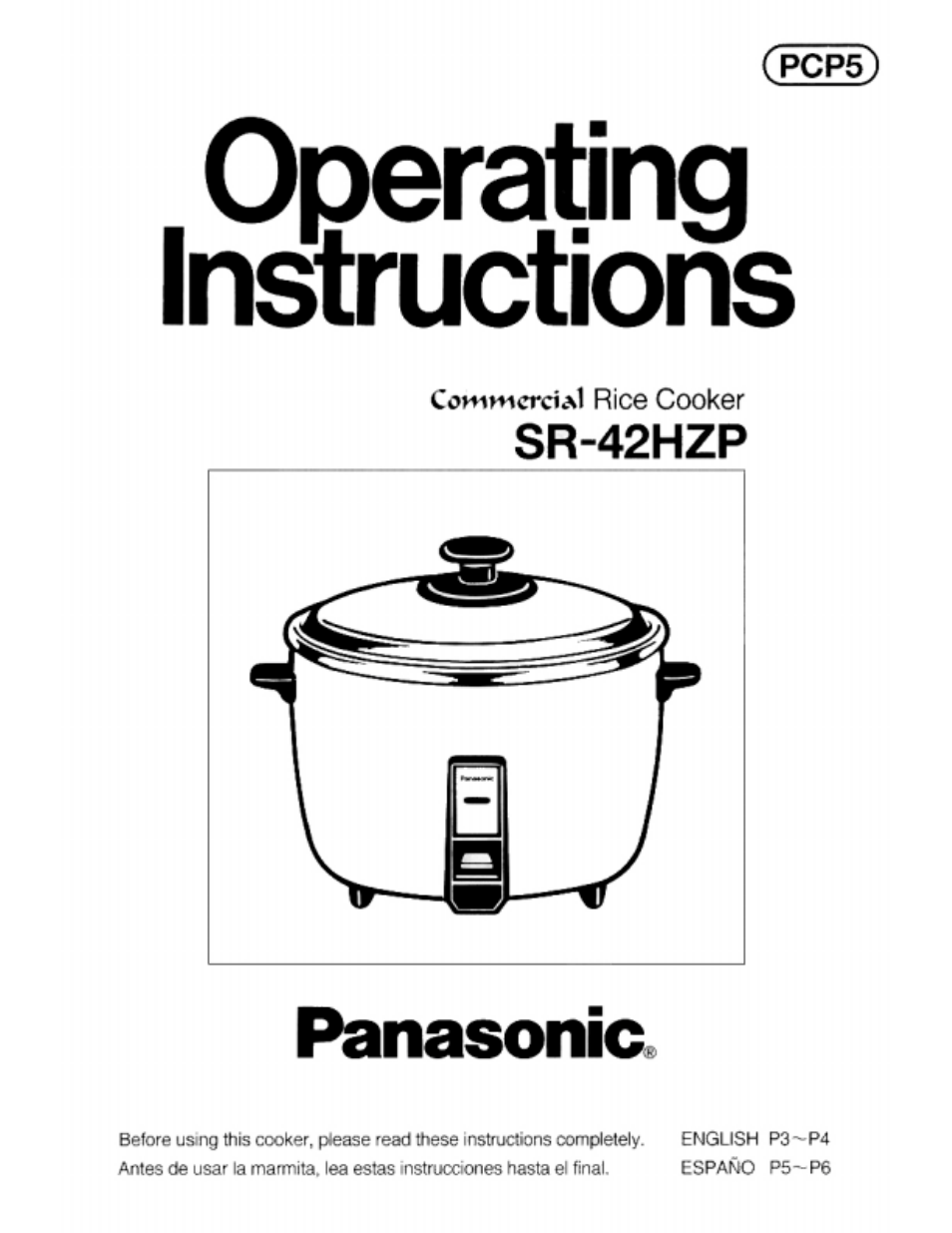 Panasonic SR-42HZP User Manual | 5 pages