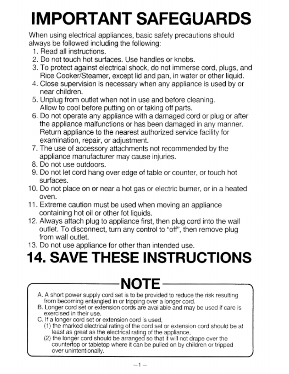 Important safeguards | Panasonic SR-42HZP User Manual | Page 2 / 5