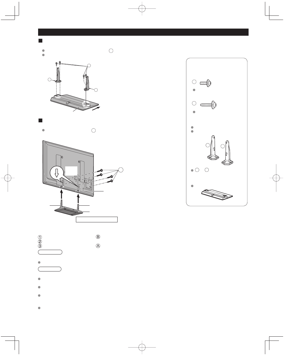 Accessories, Assembling the pedestal, Set-up | Panasonic TC-50PU54 User Manual | Page 8 / 20