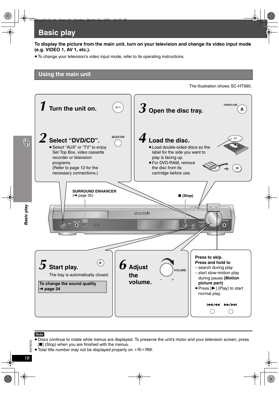 Basic play | Panasonic SC-HT990 User Manual | Page 18 / 48