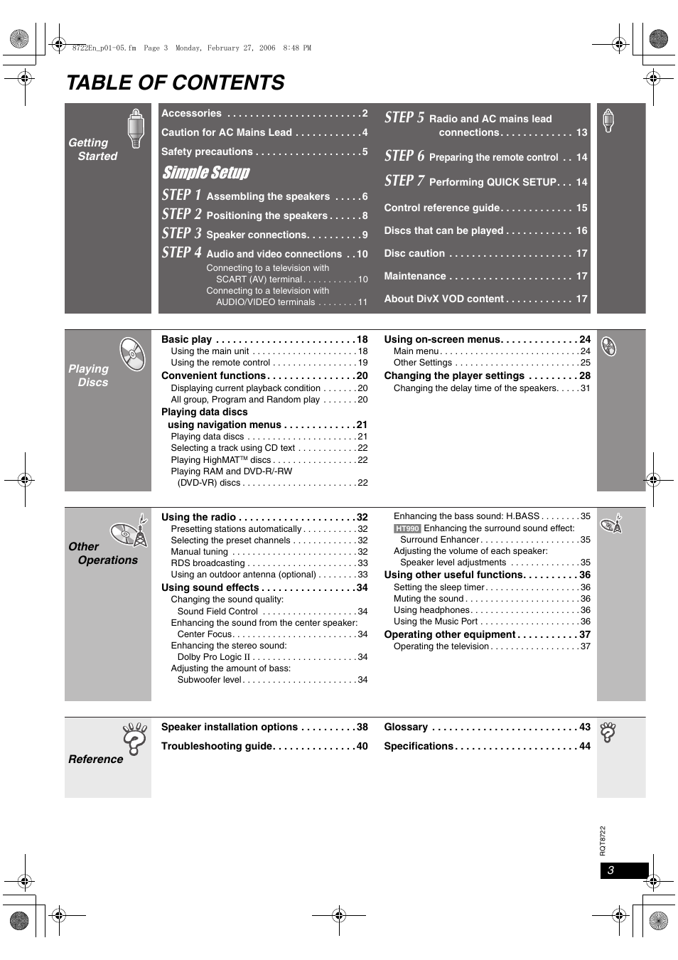 Panasonic SC-HT990 User Manual | Page 3 / 48