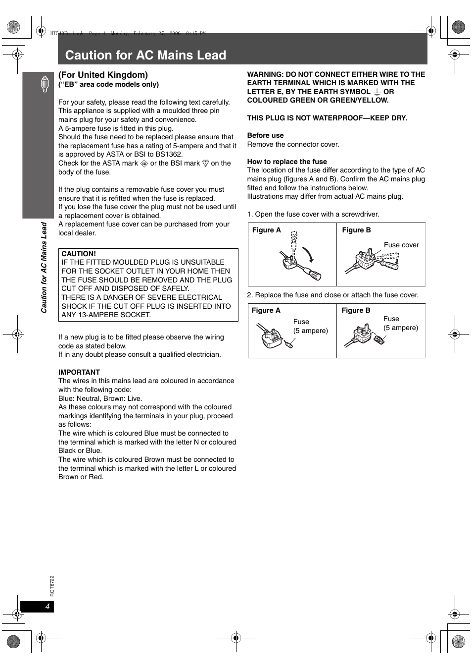 Caution for ac mains lead | Panasonic SC-HT990 User Manual | Page 4 / 48