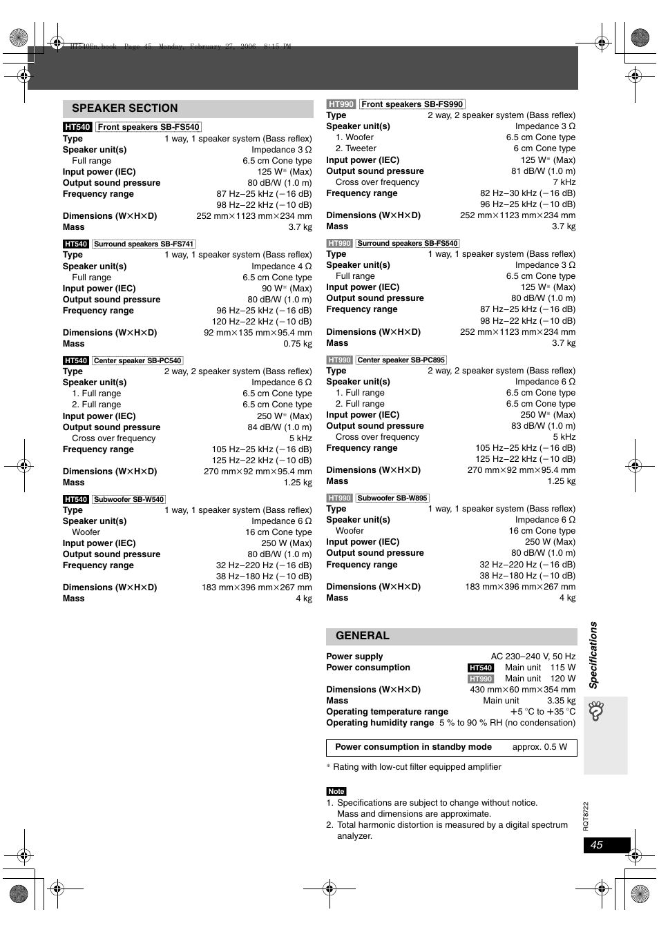 Panasonic SC-HT990 User Manual | Page 45 / 48