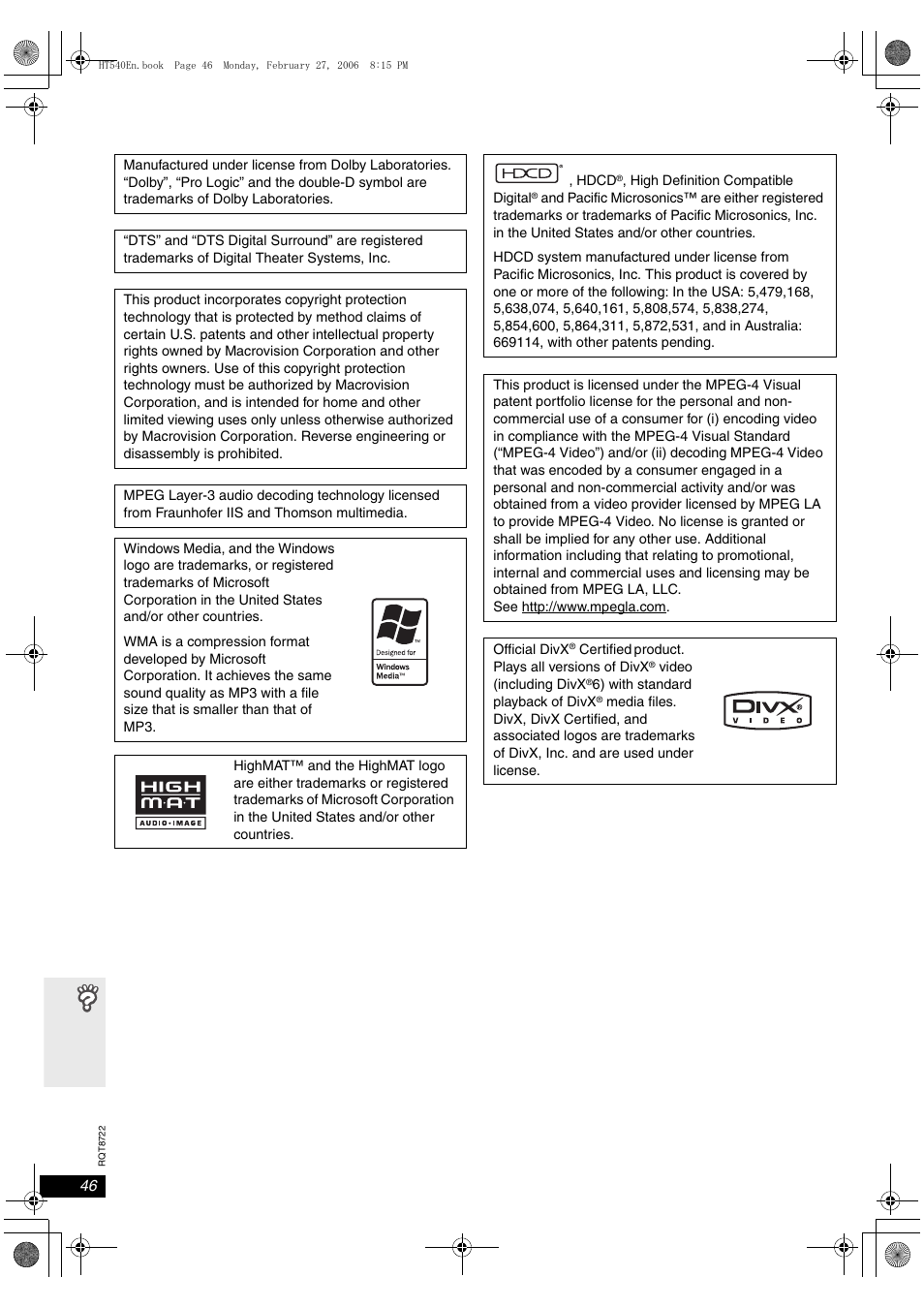 Panasonic SC-HT990 User Manual | Page 46 / 48