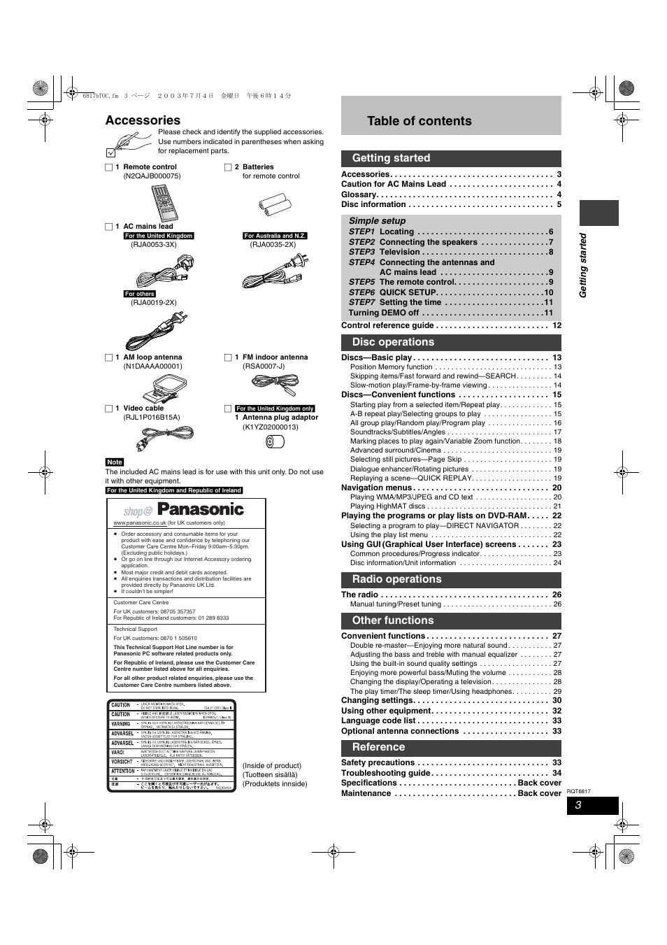 Panasonic SC-DP1 User Manual | Page 3 / 36