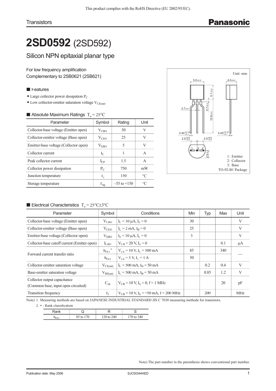 Panasonic 2SD0592 User Manual | 4 pages