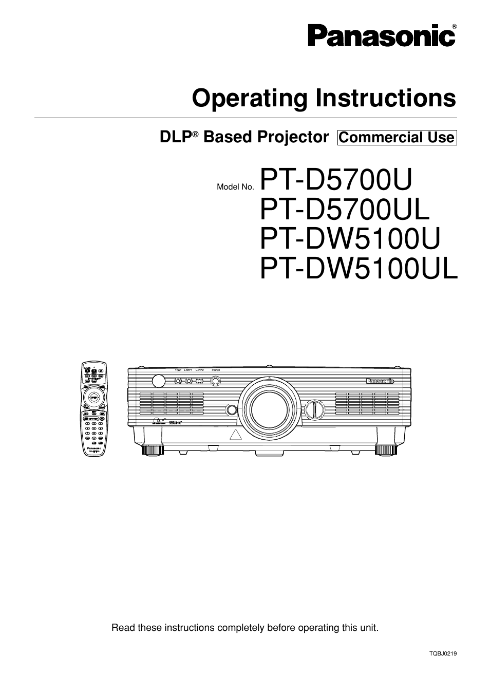 Panasonic PT DW5100UL User Manual | 72 pages